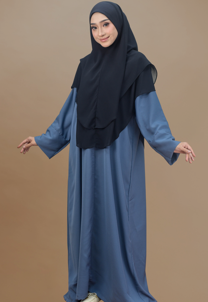 Faraza Zahra Jubah Abaya Umrah - Abaya Safieyah in Blue Denim