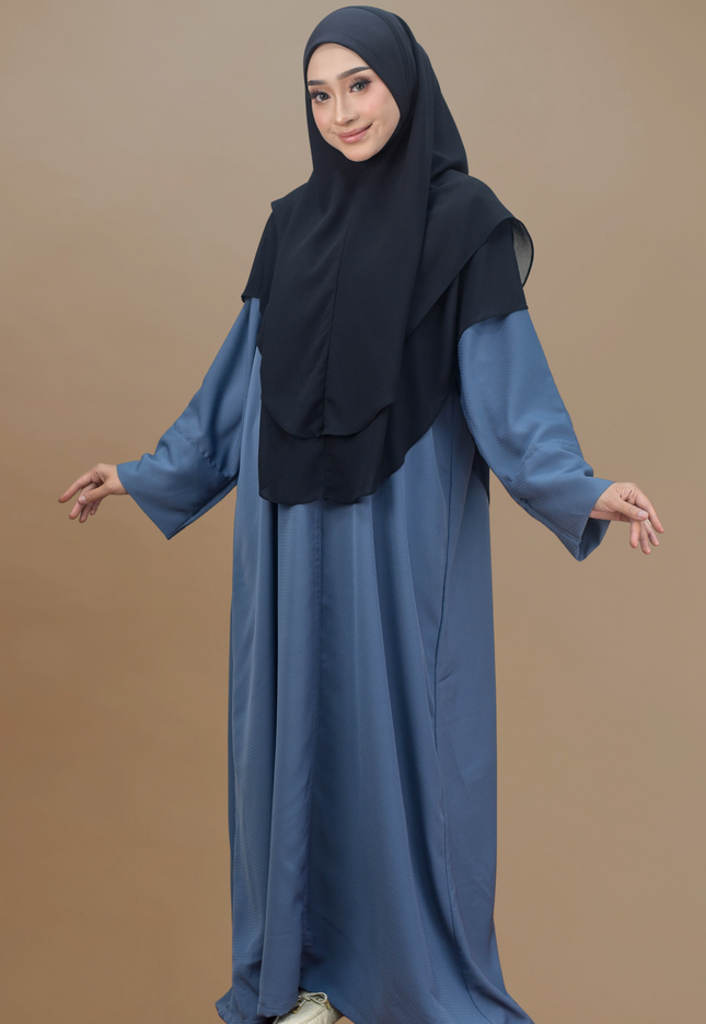 Faraza Zahra Jubah Abaya Umrah - Abaya Safieyah in Blue Denim