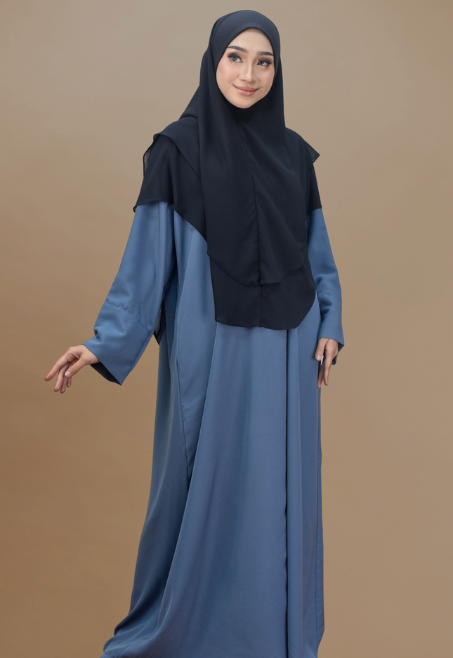 Faraza Zahra Jubah Abaya Umrah - Abaya Safieyah in Blue Denim