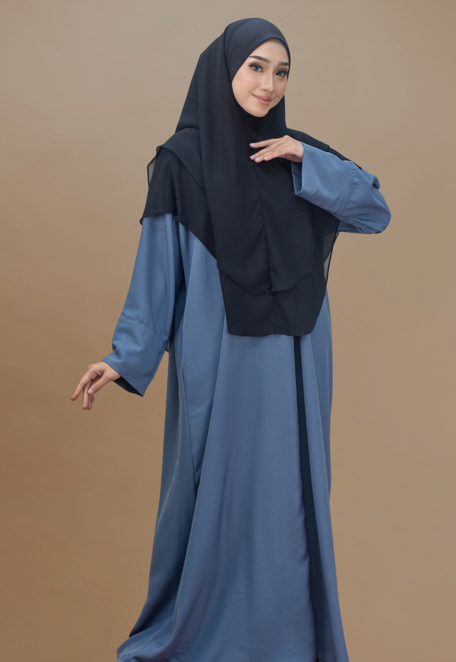 Faraza Zahra Jubah Abaya Umrah - Abaya Safieyah in Blue Denim