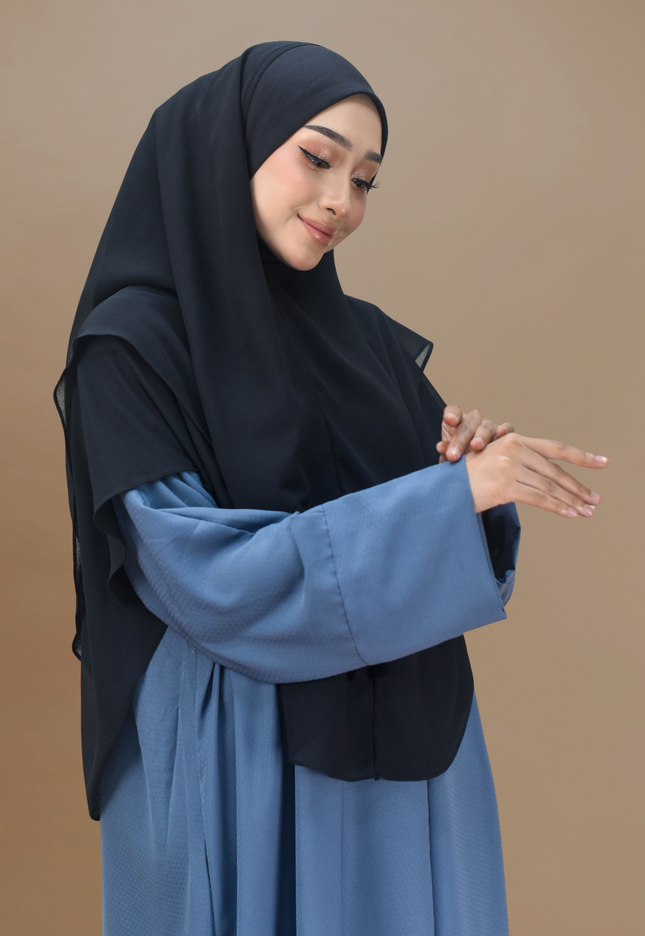 Faraza Zahra Jubah Abaya Umrah - Abaya Safieyah in Blue Denim