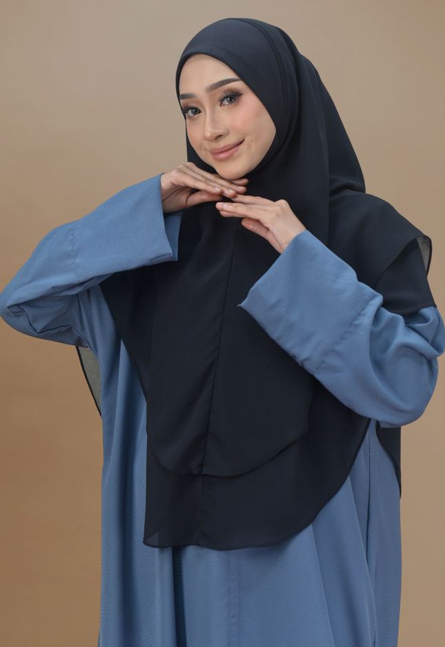 Faraza Zahra Jubah Abaya Umrah - Abaya Safieyah in Blue Denim