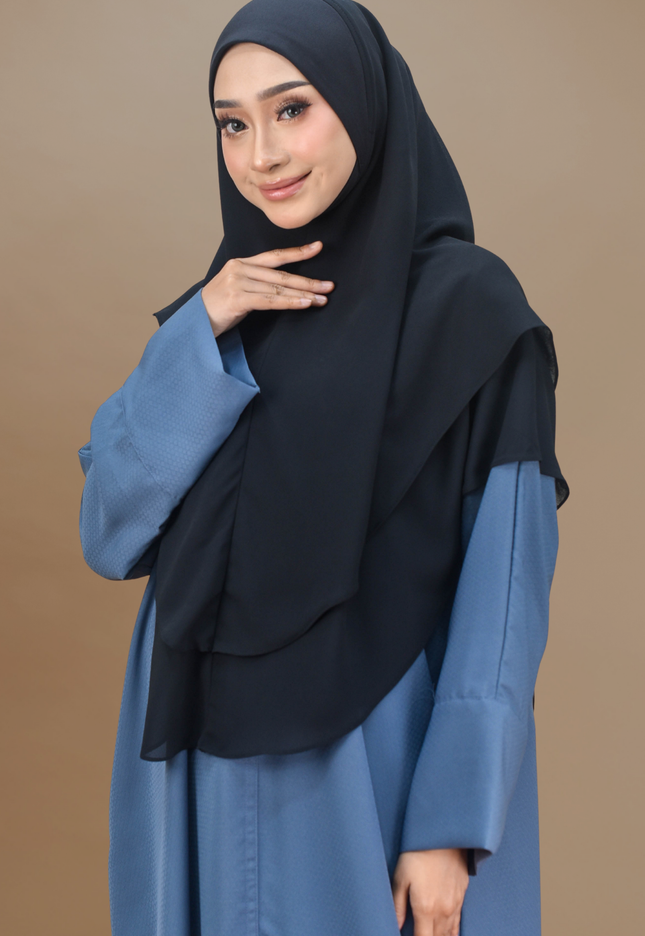 Faraza Zahra Jubah Abaya Umrah - Abaya Safieyah in Blue Denim