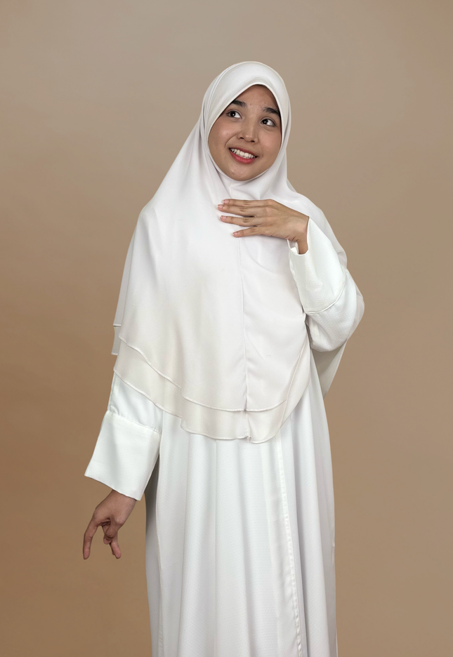 Faraza Zahra Jubah Abaya Umrah - Abaya Safieyah in White(Putih)
