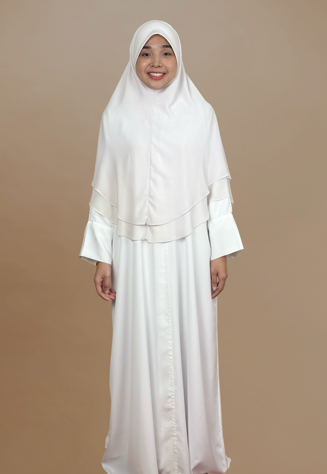 Faraza Zahra Jubah Abaya Umrah - Abaya Safieyah in White(Putih)
