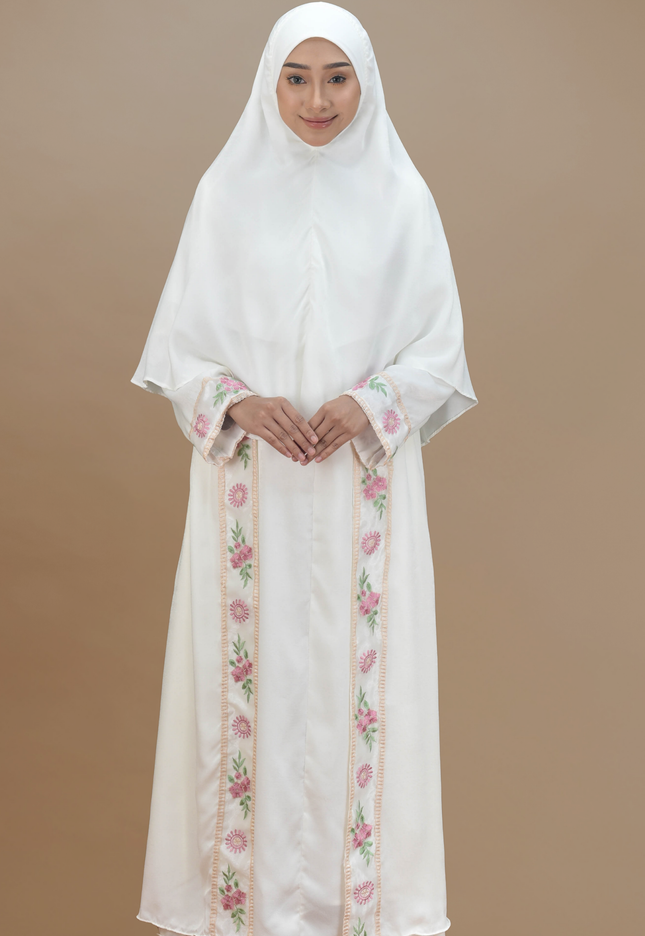 Faraza Zahra Jubah Abaya Umrah - Abaya Salsabilah in Off White