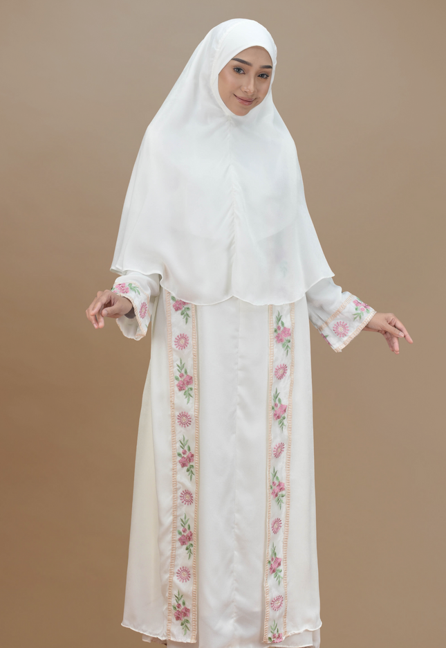 Faraza Zahra Jubah Abaya Umrah - Abaya Salsabilah in Off White