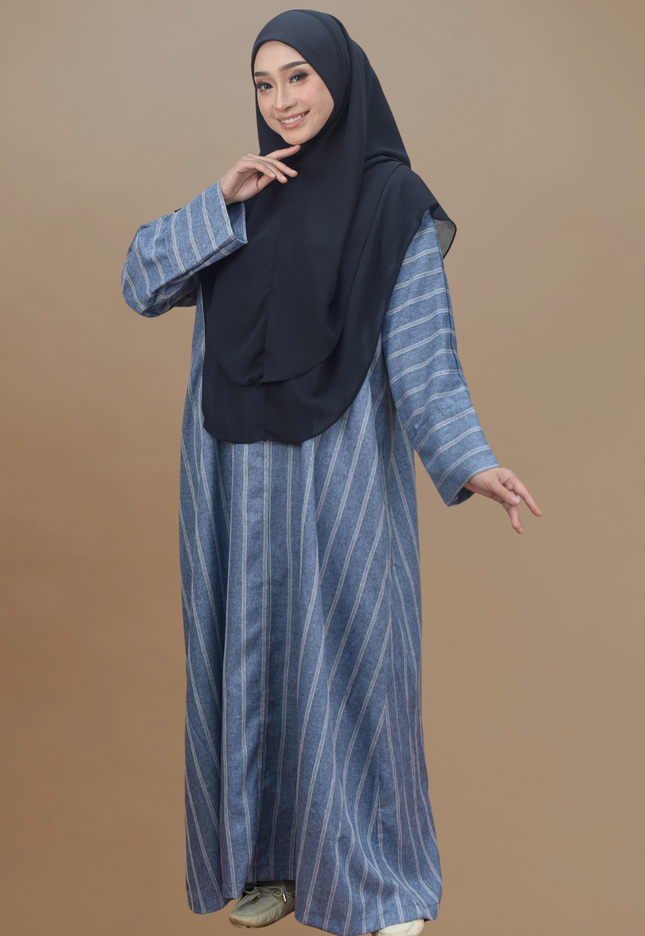 Faraza Zahra Jubah Abaya Umrah - Abaya Sofea in Blue Denim
