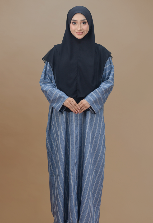 Faraza Zahra Jubah Abaya Umrah - Abaya Sofea in Blue Denim