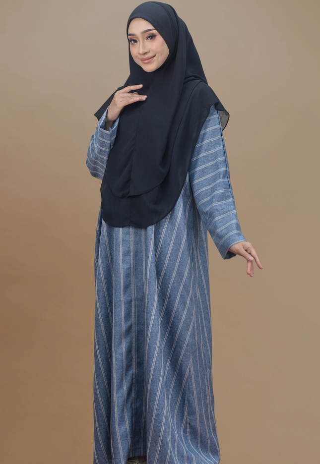 Faraza Zahra Jubah Abaya Umrah - Abaya Sofea in Blue Denim