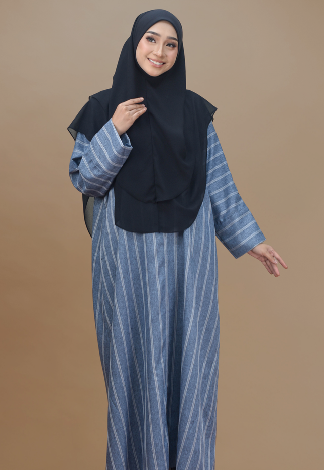 Faraza Zahra Jubah Abaya Umrah - Abaya Sofea in Blue Denim