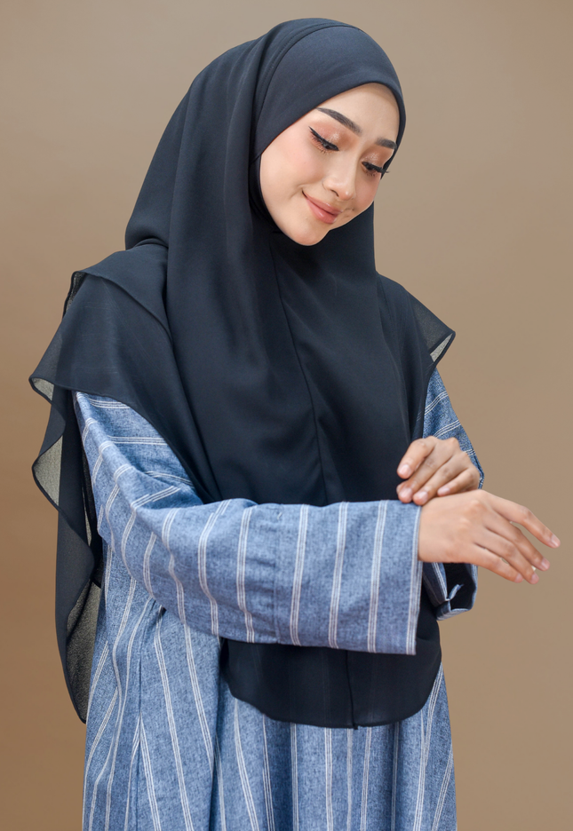 Faraza Zahra Jubah Abaya Umrah - Abaya Sofea in Blue Denim