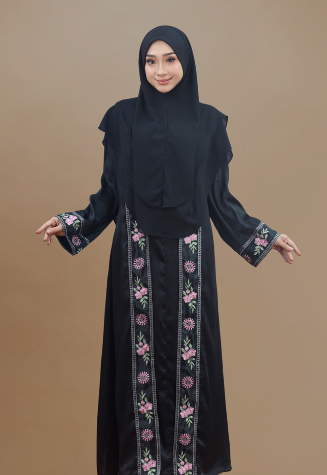 Faraza Zahra Jubah Abaya Umrah - Abaya Salsabilah in Black(Hitam)