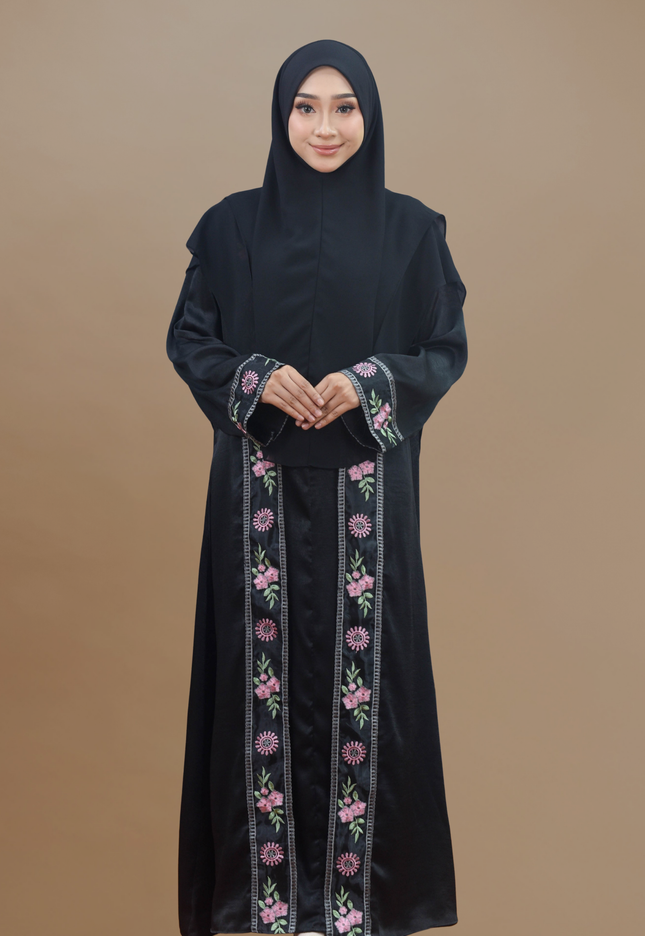 Faraza Zahra Jubah Abaya Umrah - Abaya Salsabilah in Black(Hitam)