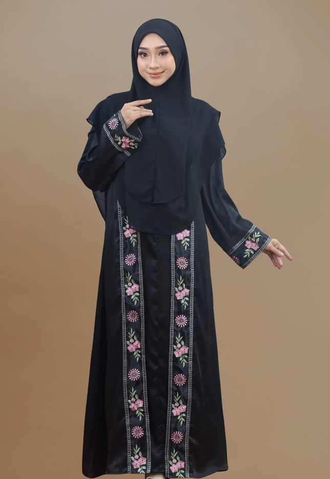 Faraza Zahra Jubah Abaya Umrah - Abaya Salsabilah in Black(Hitam)