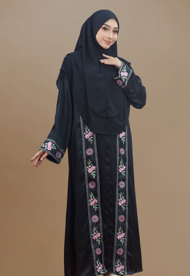 Faraza Zahra Jubah Abaya Umrah - Abaya Salsabilah in Black(Hitam)