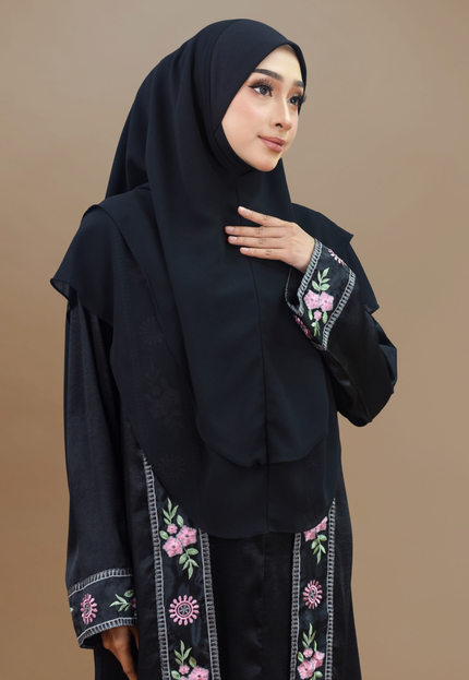 Faraza Zahra Jubah Abaya Umrah - Abaya Salsabilah in Black(Hitam)