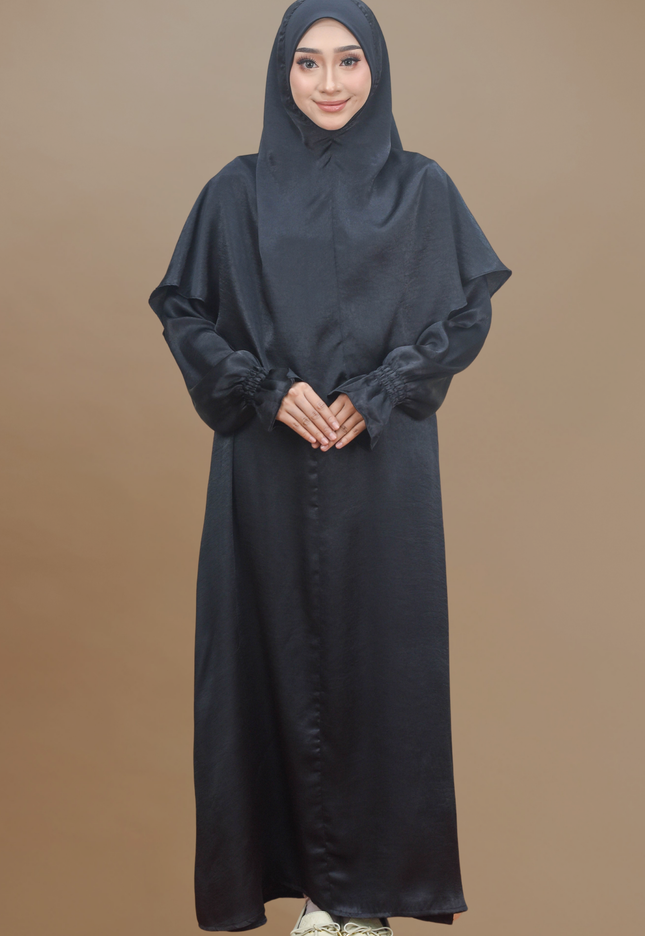 Faraza Zahra Jubah Umrah Muslimah - Set Serra in Black