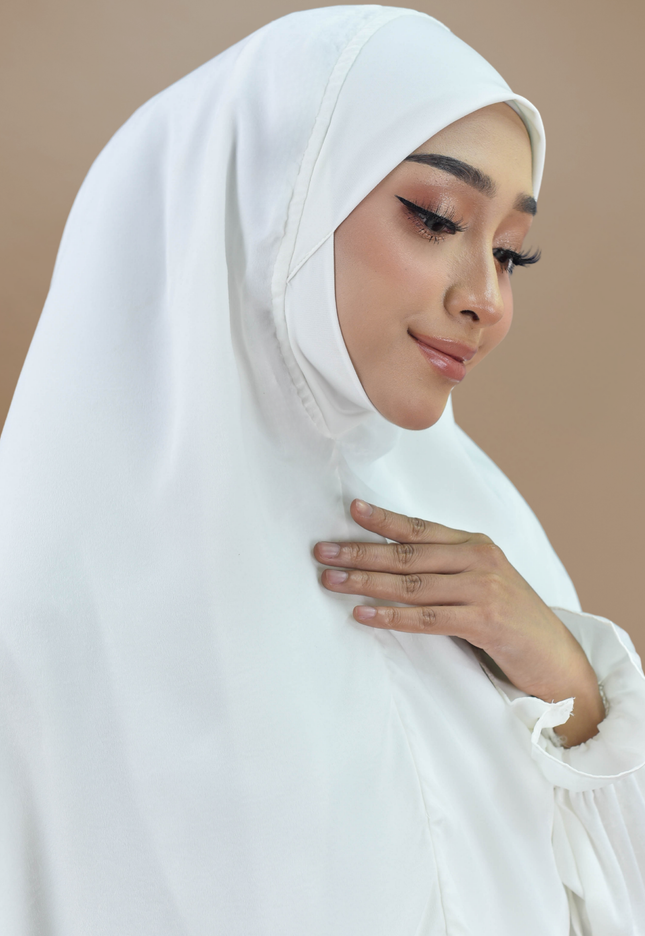 Faraza Zahra Jubah Umrah Muslimah - Set Serra in White