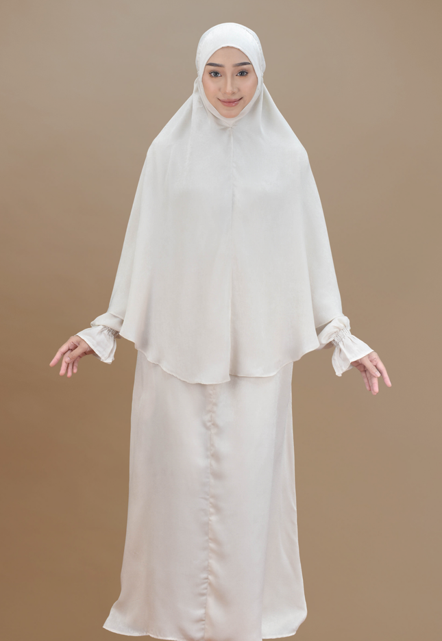 Faraza Zahra Jubah Umrah Muslimah - Set Serra in Cream