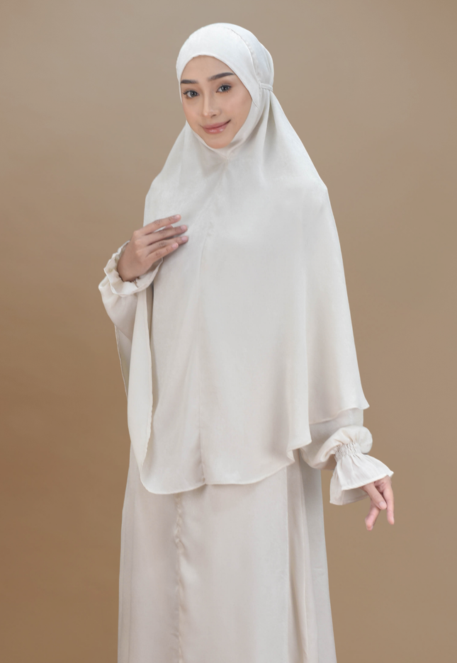 Faraza Zahra Jubah Umrah Muslimah - Set Serra in Cream
