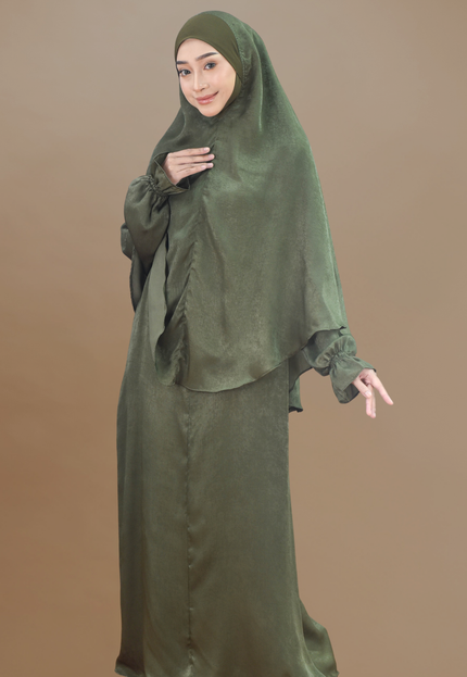 Faraza Zahra Jubah Umrah Muslimah - Set Serra in Emerald Green