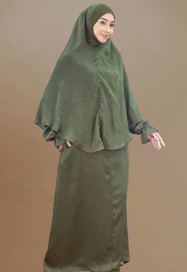 Faraza Zahra Jubah Umrah Muslimah - Set Serra in Emerald Green