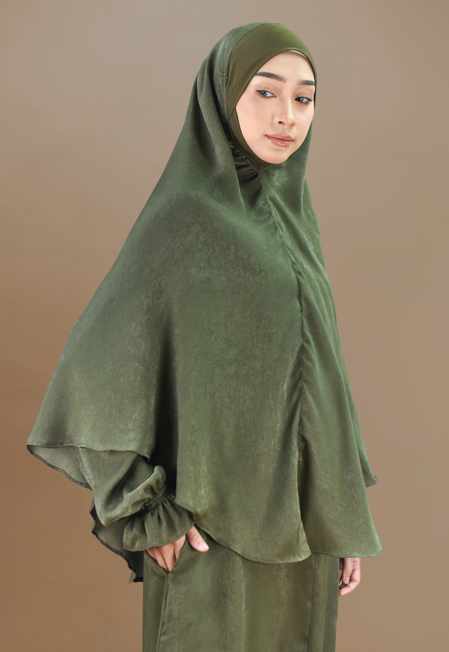 Faraza Zahra Jubah Umrah Muslimah - Set Serra in Emerald Green