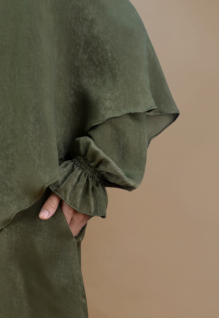 Faraza Zahra Jubah Umrah Muslimah - Set Serra in Emerald Green