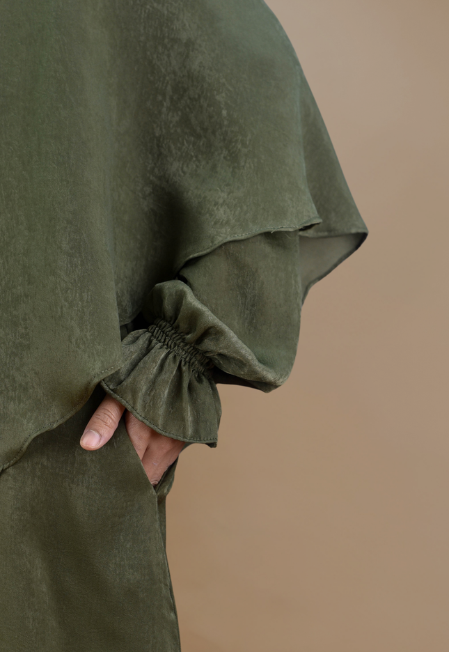 Faraza Zahra Jubah Umrah Muslimah - Set Serra in Emerald Green