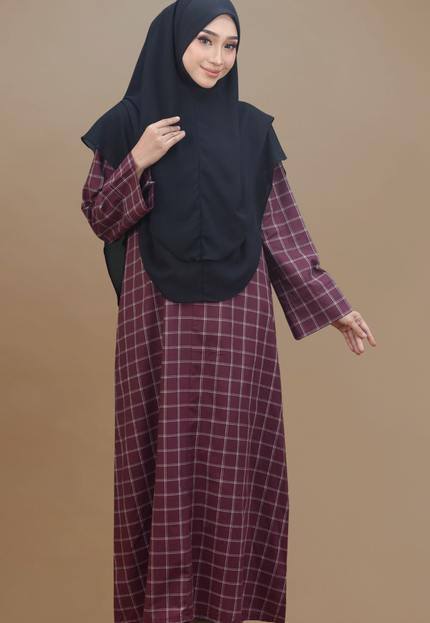 Faraza Zahra Jubah Bahaman Wanita in Burgundy