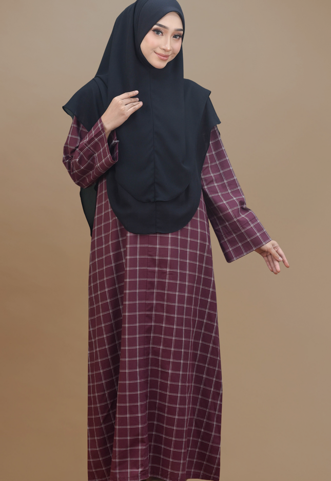 Faraza Zahra Jubah Bahaman Wanita in Burgundy