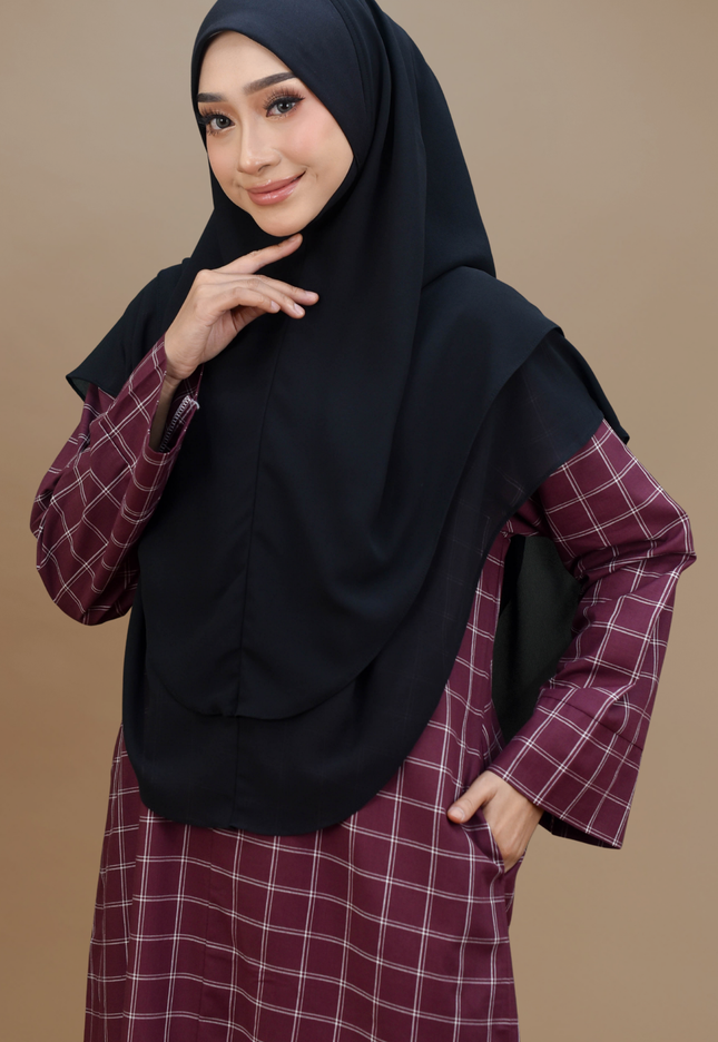 Faraza Zahra Jubah Bahaman Wanita in Burgundy