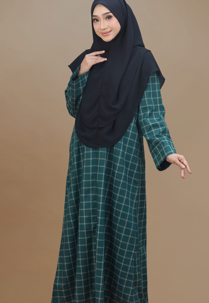 Faraza Zahra Jubah Bahaman Wanita in Emerald Green
