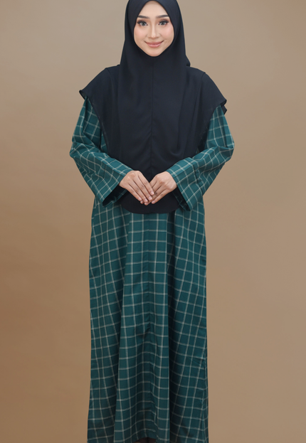 Faraza Zahra Jubah Bahaman Wanita in Emerald Green