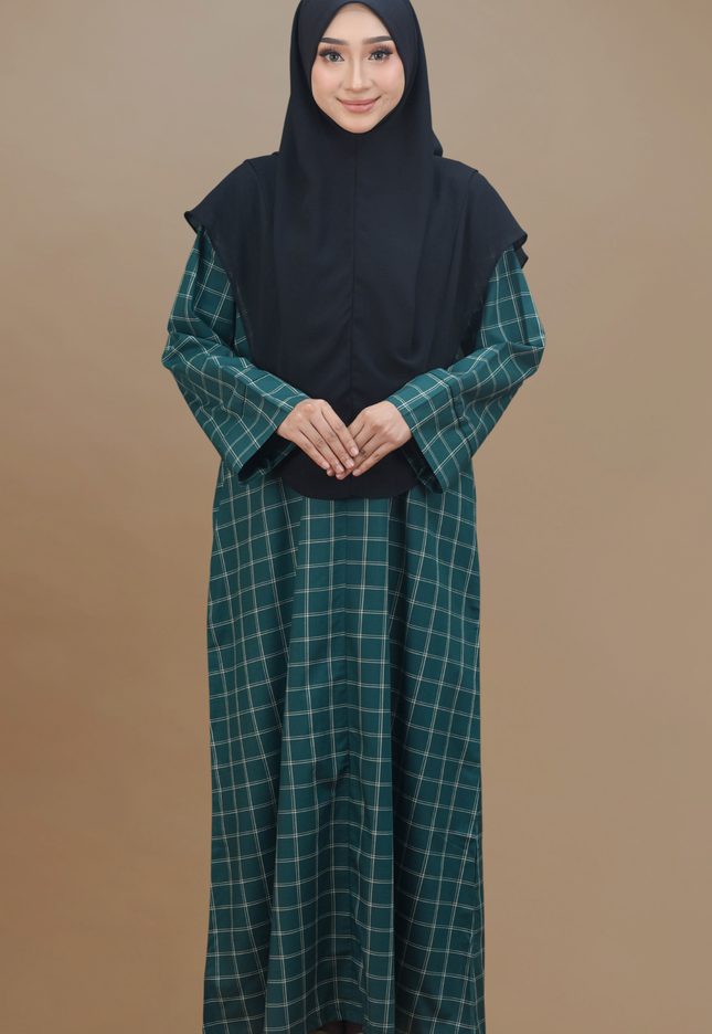 Faraza Zahra Jubah Bahaman Wanita in Emerald Green