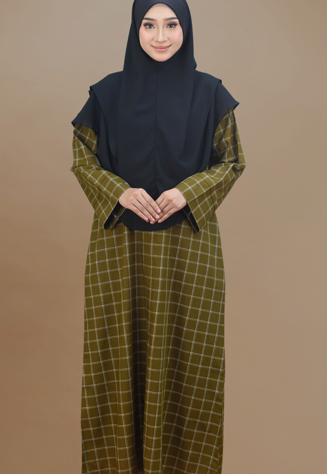 Faraza Zahra Jubah Bahaman Wanita in Olive