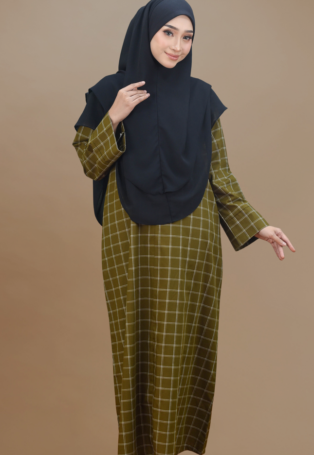Faraza Zahra Jubah Bahaman Wanita in Olive