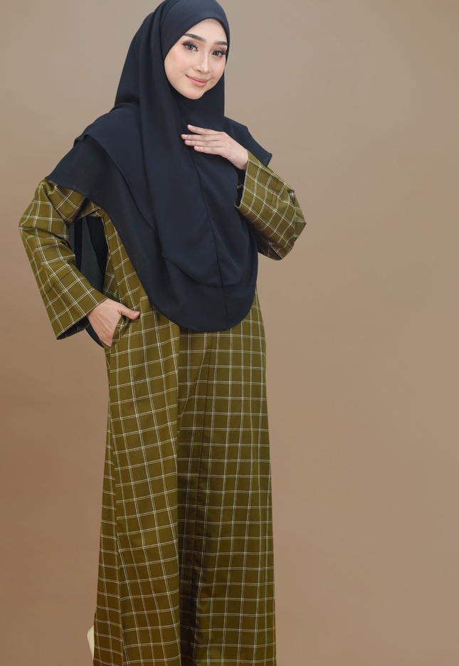 Faraza Zahra Jubah Bahaman Wanita in Olive