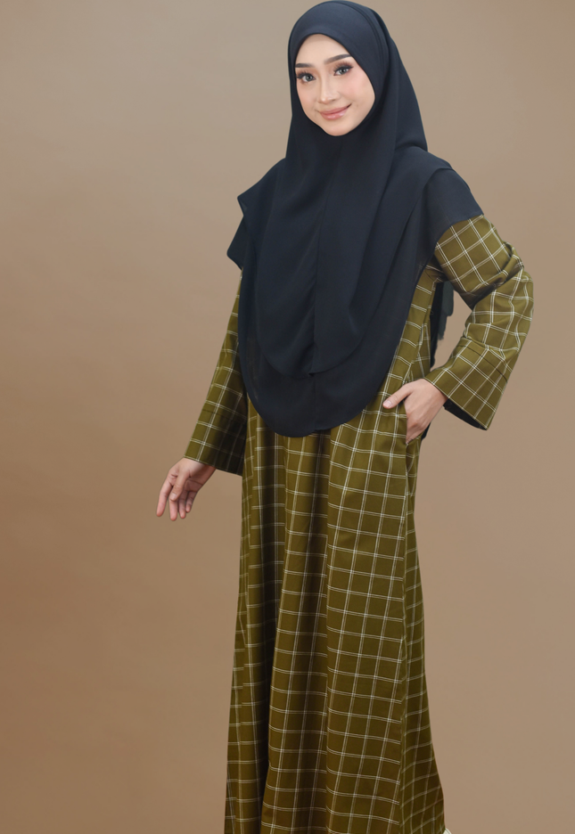 Faraza Zahra Jubah Bahaman Wanita in Olive