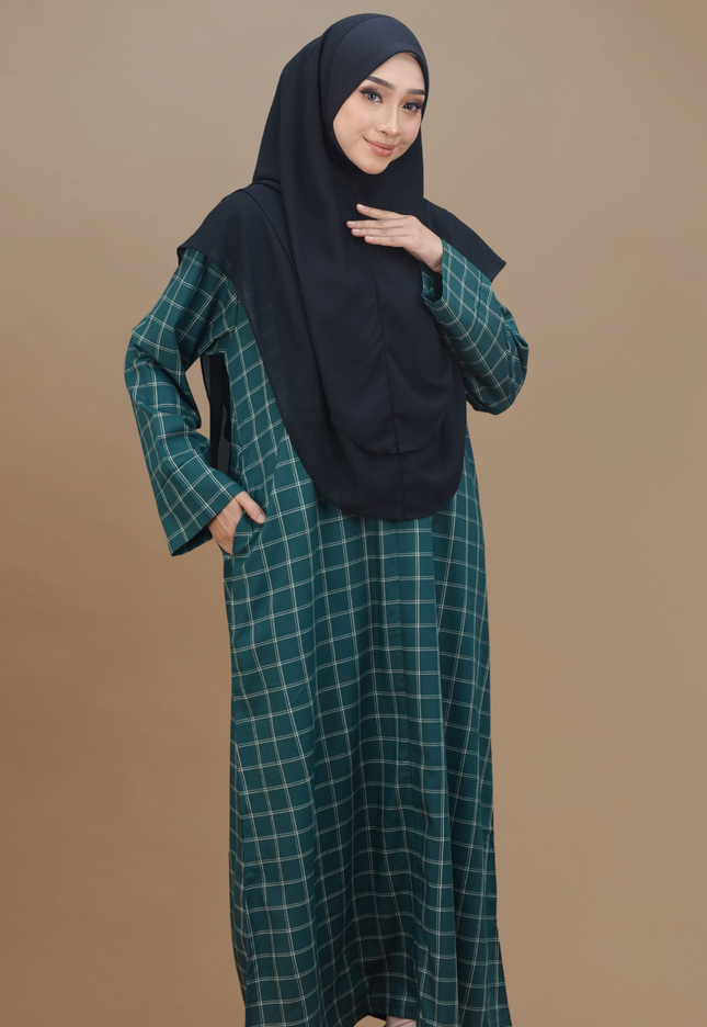 Faraza Zahra Jubah Bahaman Wanita in Emerald Green