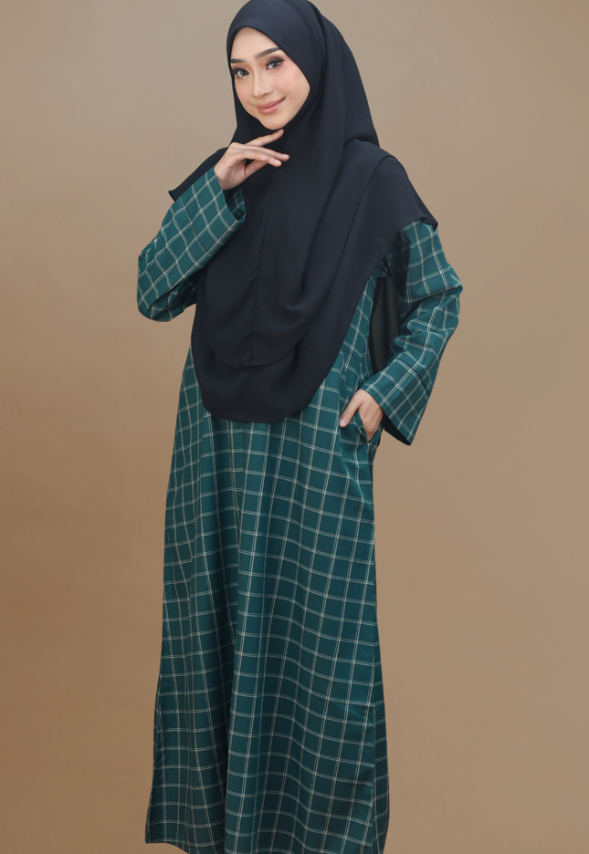 Faraza Zahra Jubah Bahaman Wanita in Emerald Green