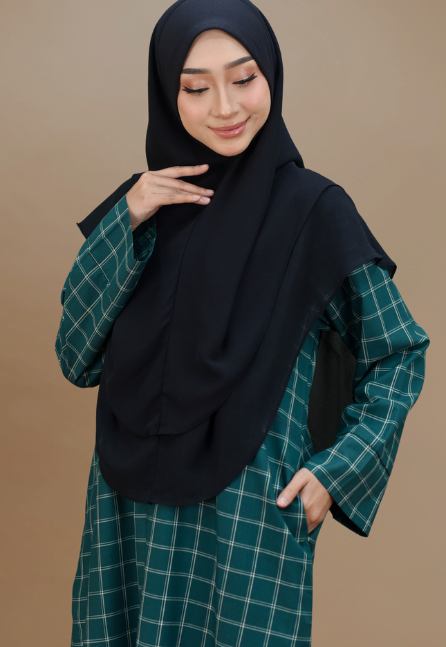 Faraza Zahra Jubah Bahaman Wanita in Emerald Green