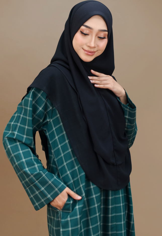 Faraza Zahra Jubah Bahaman Wanita in Emerald Green