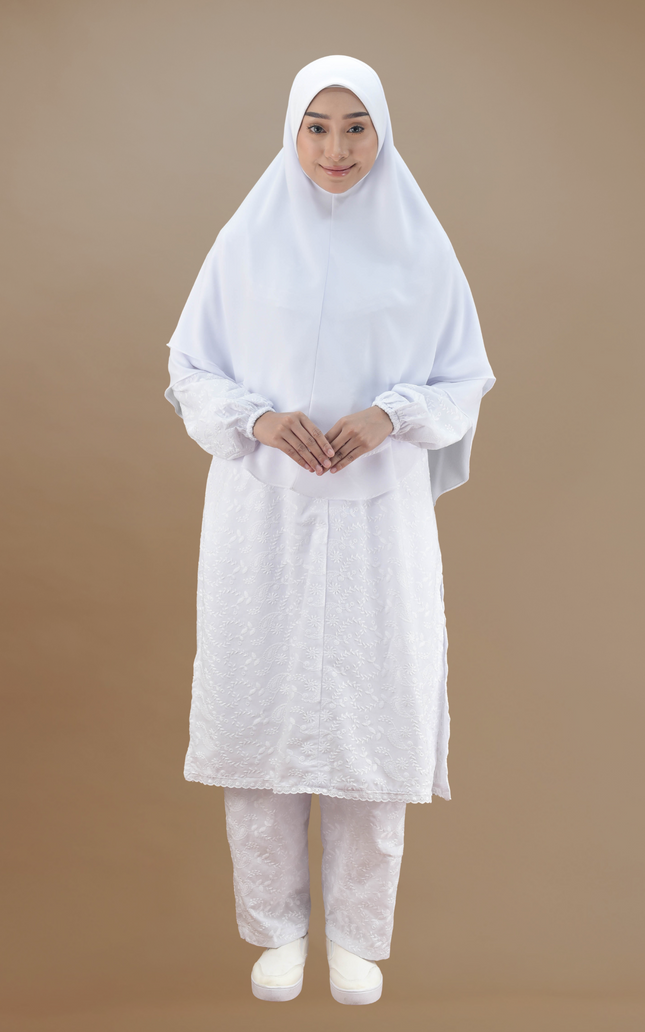 Faraza Zahra Jubah Seluar Umrah - Sulam Penuh