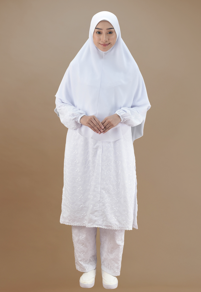 Faraza Zahra Jubah Seluar Umrah - Sulam Penuh