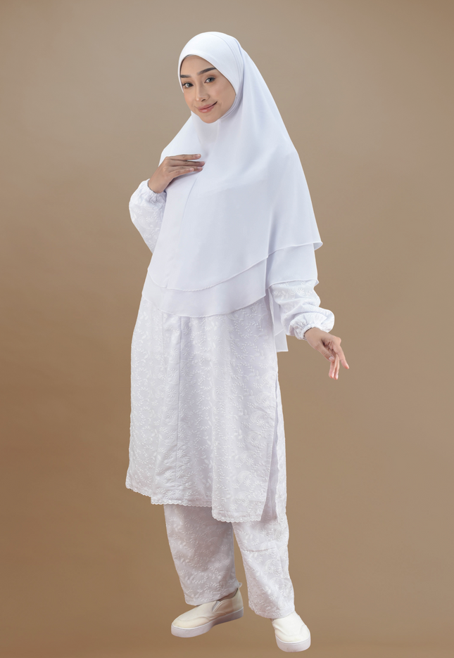 Faraza Zahra Jubah Seluar Umrah - Sulam Penuh
