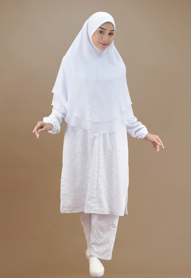 Faraza Zahra Jubah Seluar Umrah - Sulam Penuh
