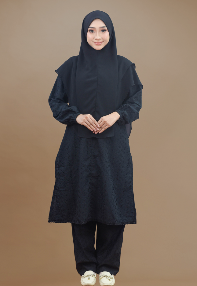 Faraza Zahra Jubah Seluar Umrah - Sulam Penuh