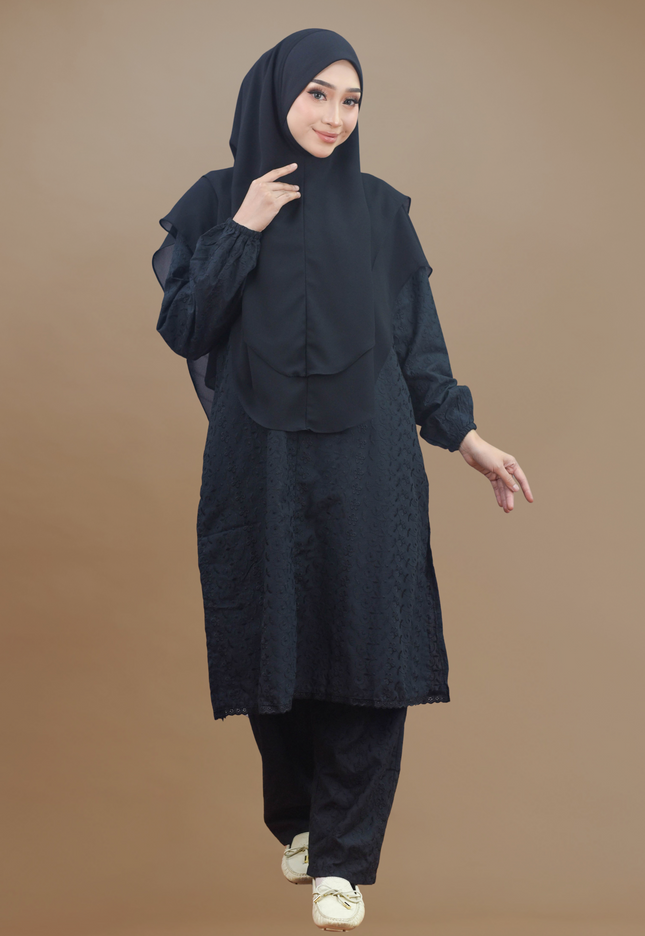 Faraza Zahra Jubah Seluar Umrah - Sulam Penuh